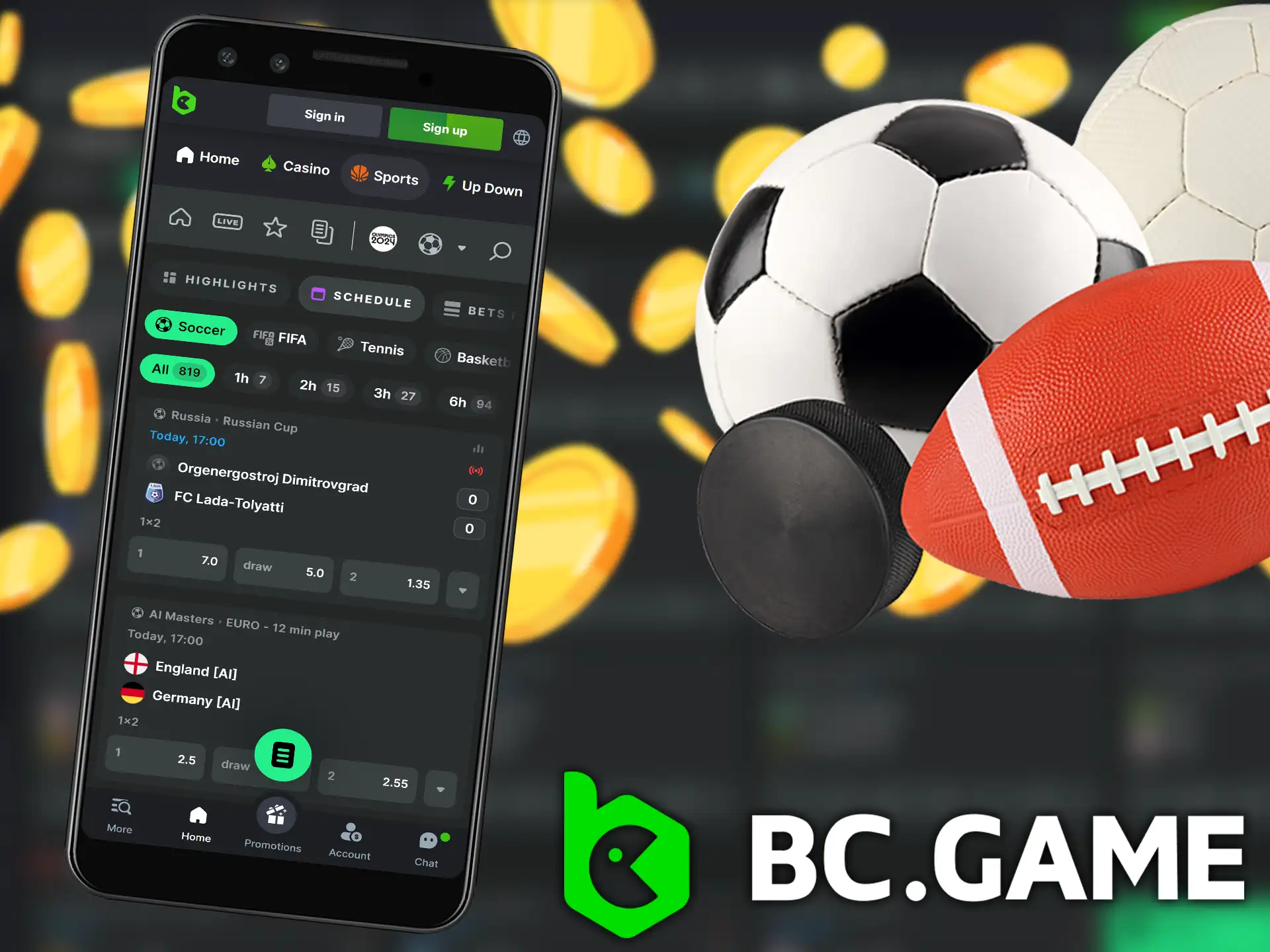 Take your sports betting to the next level with BC.Game's mobile browser!