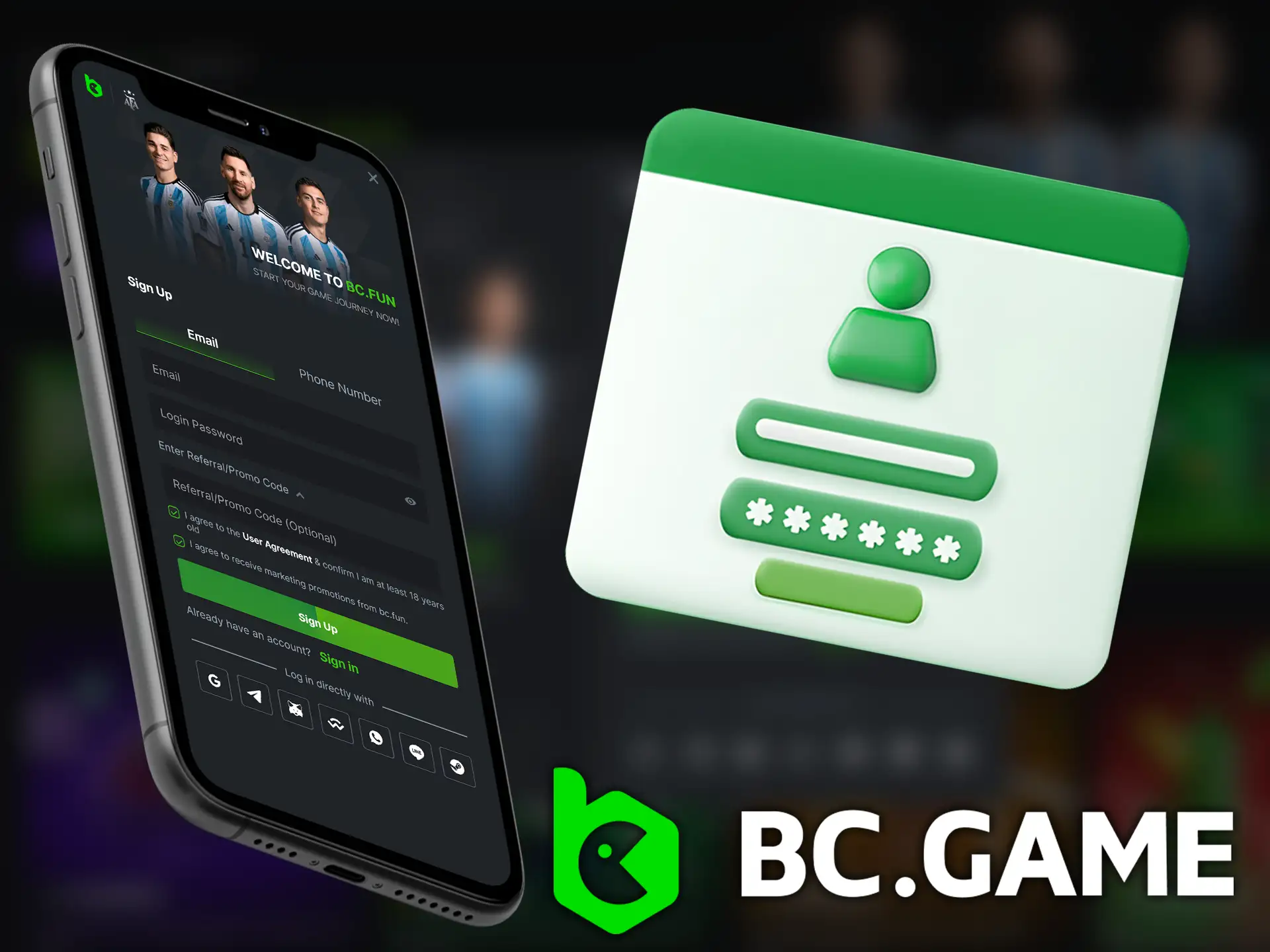 You can register on the BC.Game platform using the mobile app.