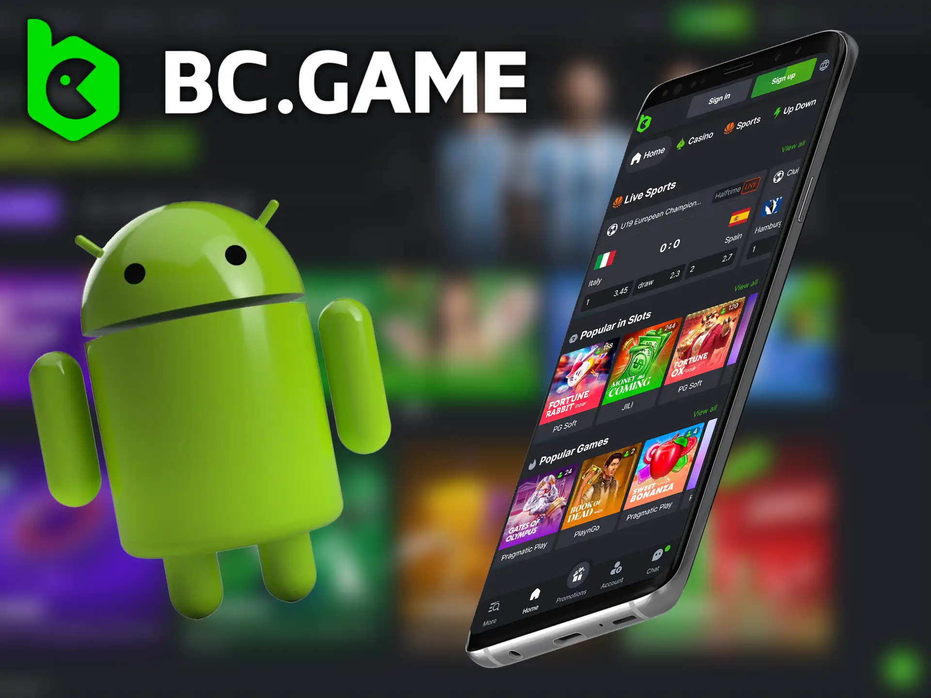 You can use the BC.Game website from your Android device.