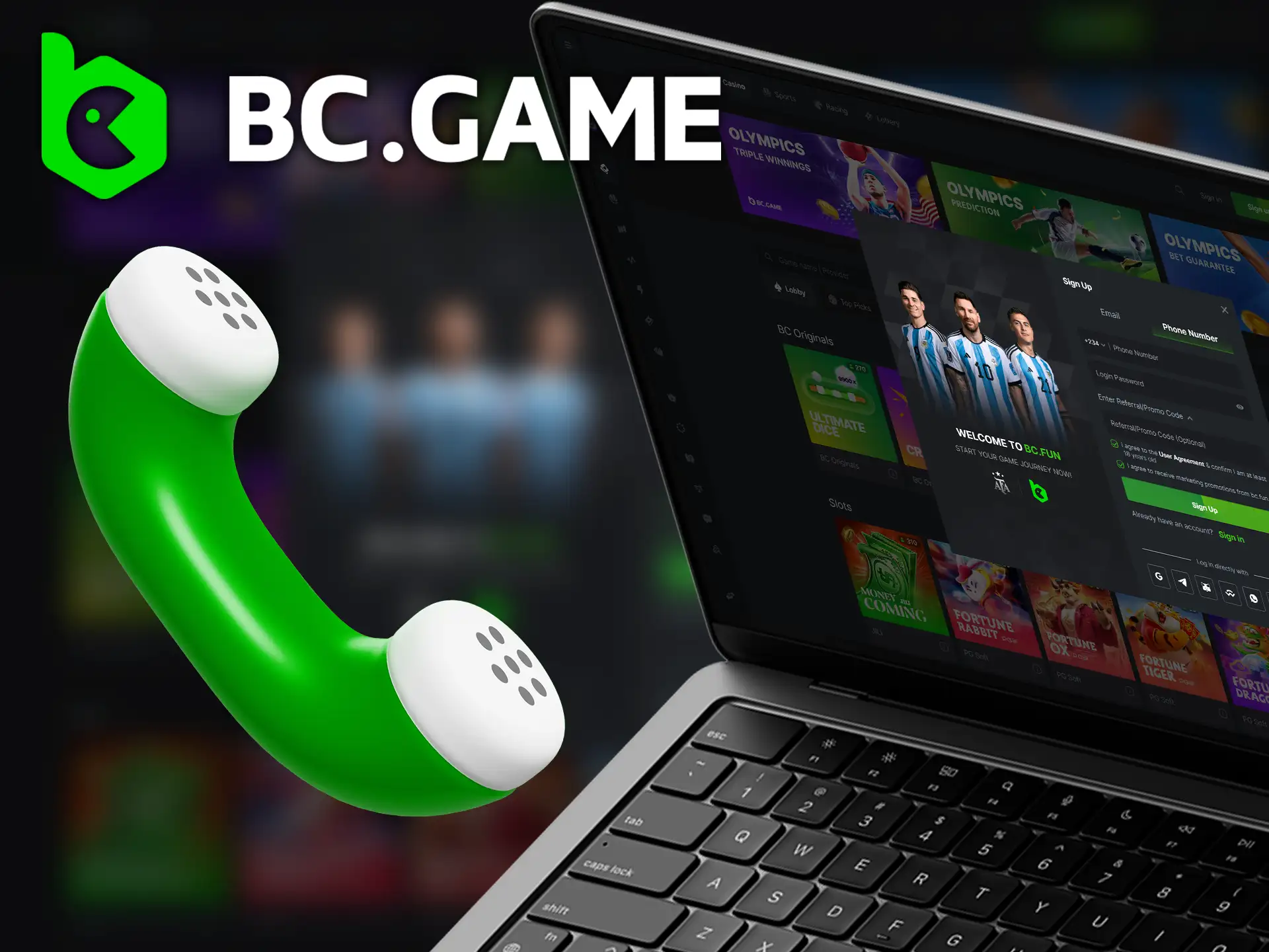 You can register on the BC.Game website using your phone number.