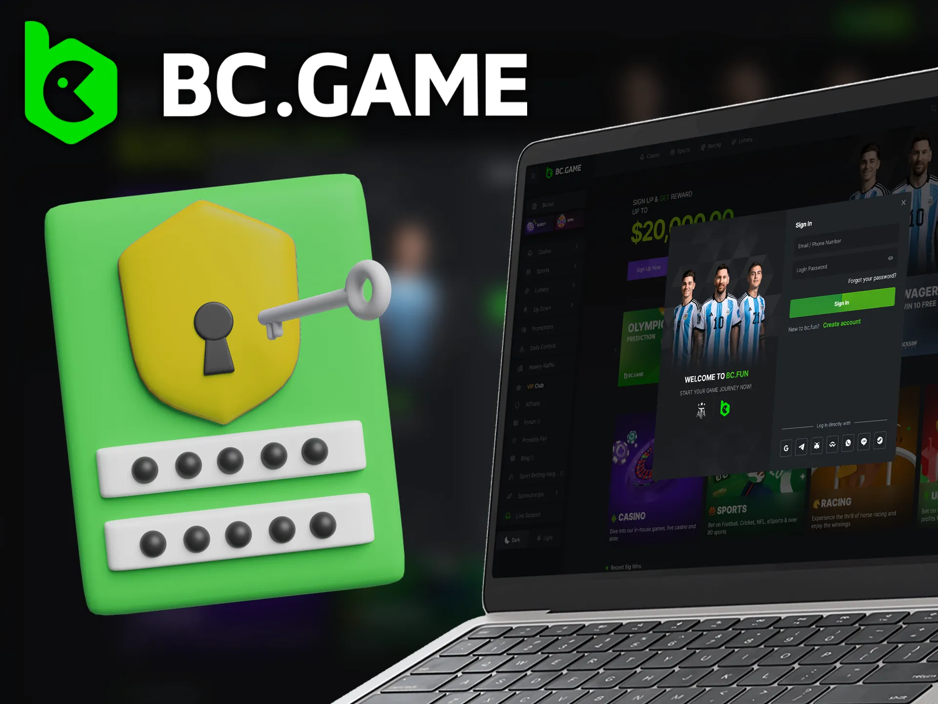 Learn about ways to log in to your BC.Game account after registration.