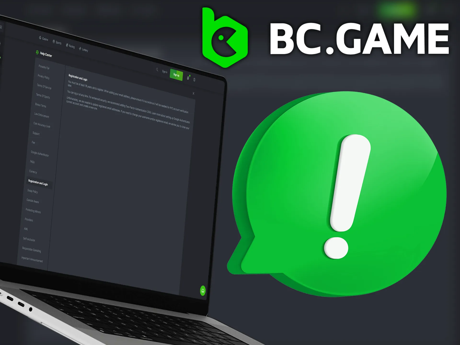 Before registering a BC.Game account, please read the requirements.