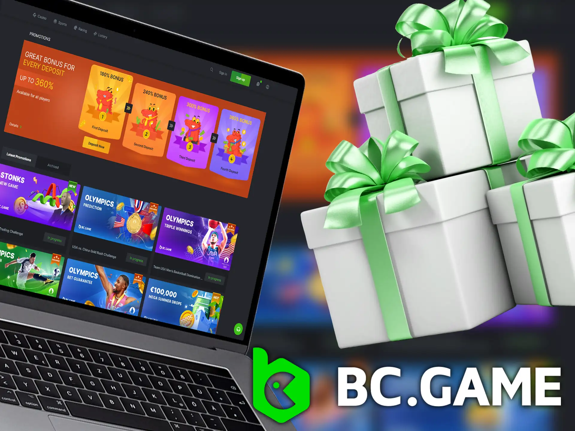 BC.Game offers new users welcome bonuses to increase their first deposits.