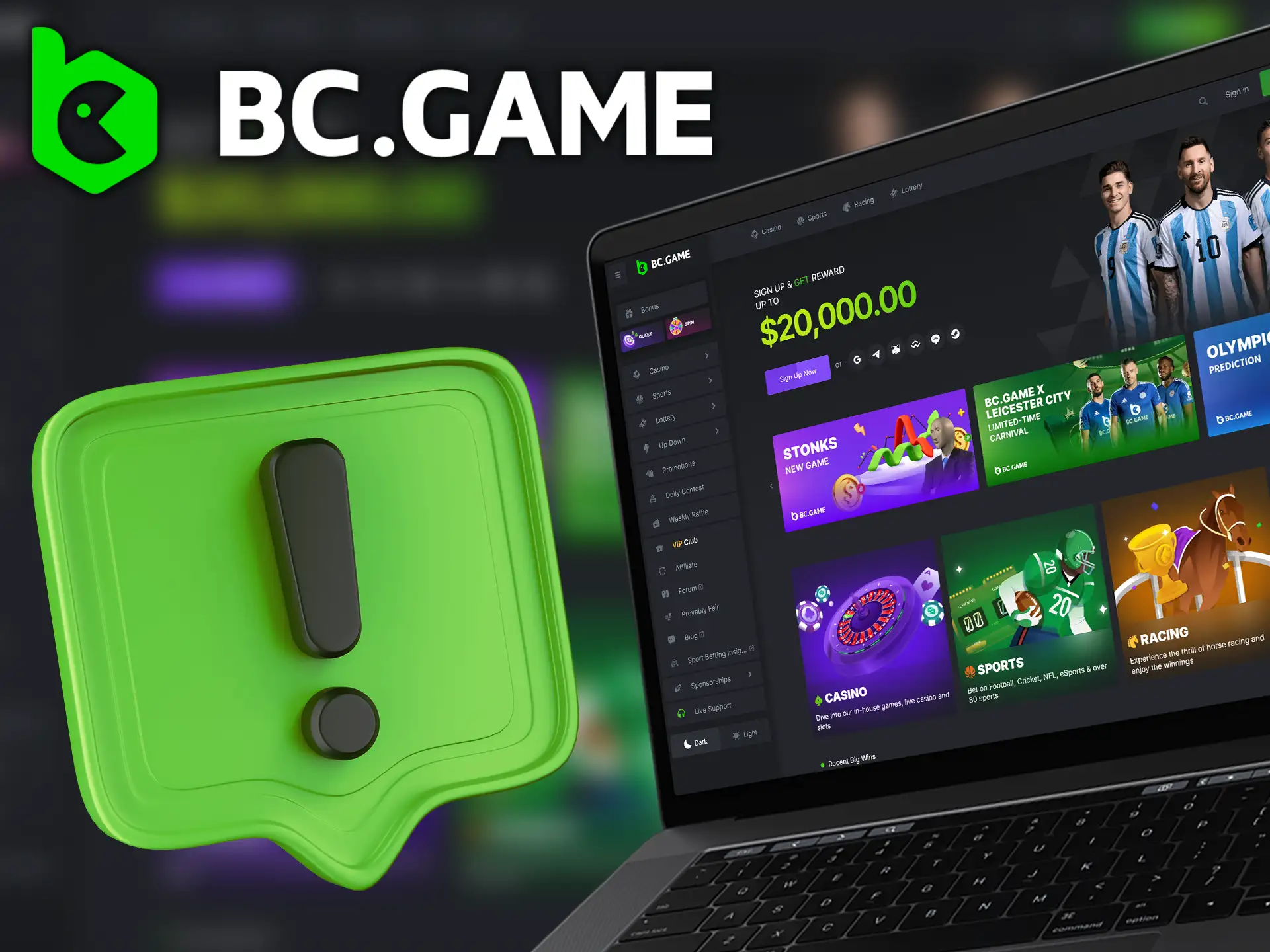 Bet on sports and play casino games on the licensed and secure BC.Game platform.