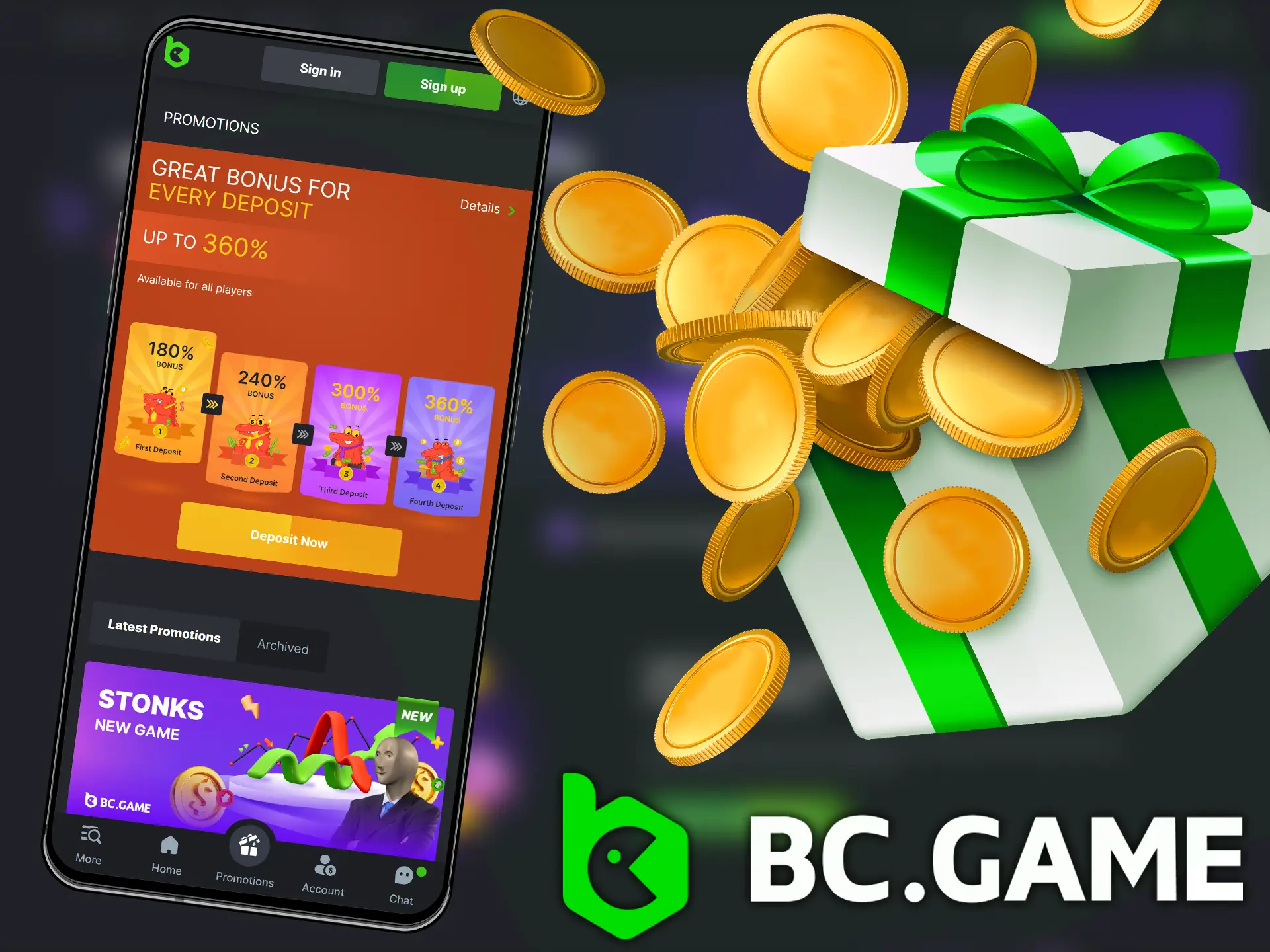 BC.Game offers several generous welcome bonuses for its users.