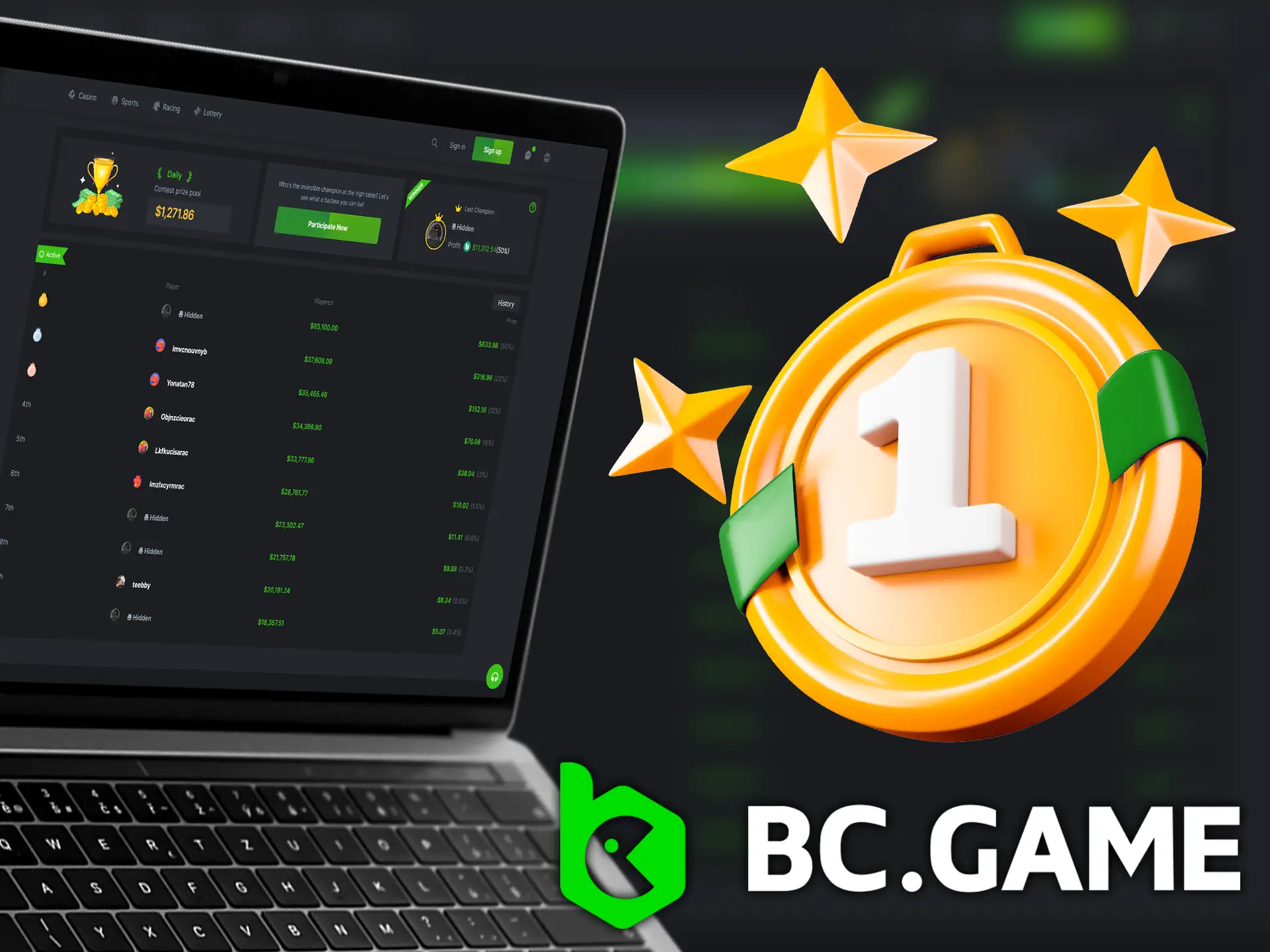 Become one of BC.Game's top 10 players and win an award in the Daily Wagering Contest.