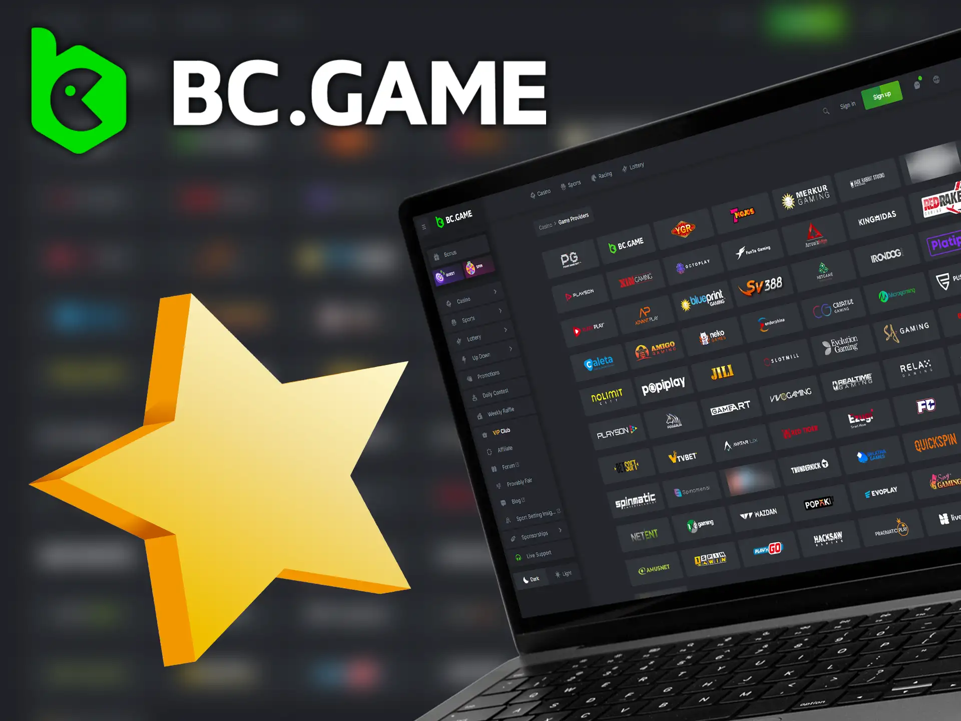 BC.Game offers a wide range of high-quality games thanks to partnerships with top providers.