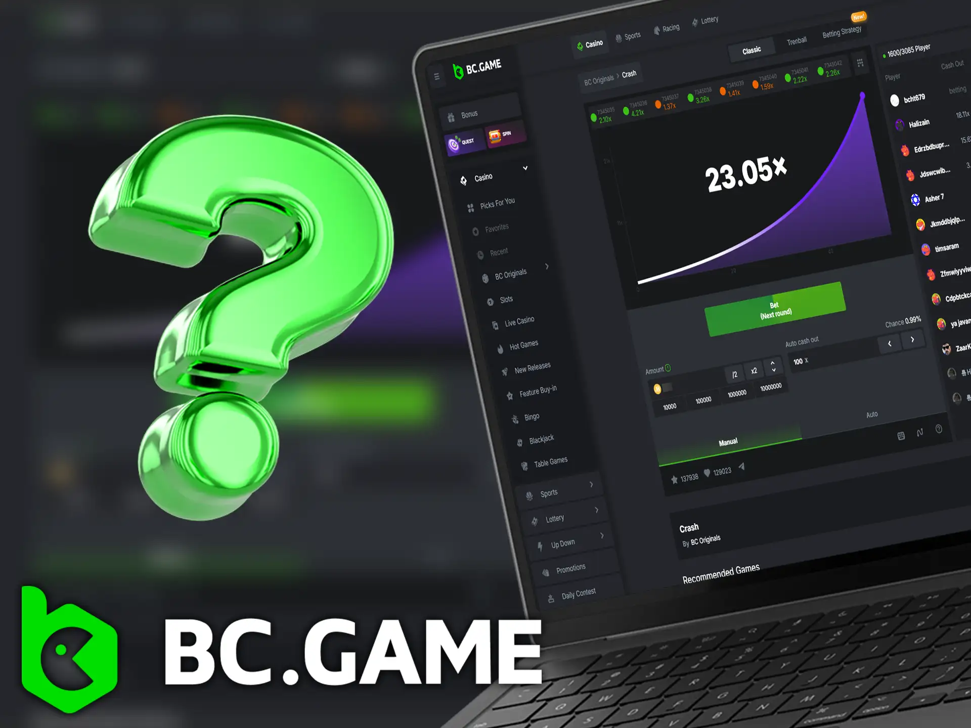 BC Game's Crash requires players to time their cash-outs perfectly, as any bets left uncashed before the crash will be lost.