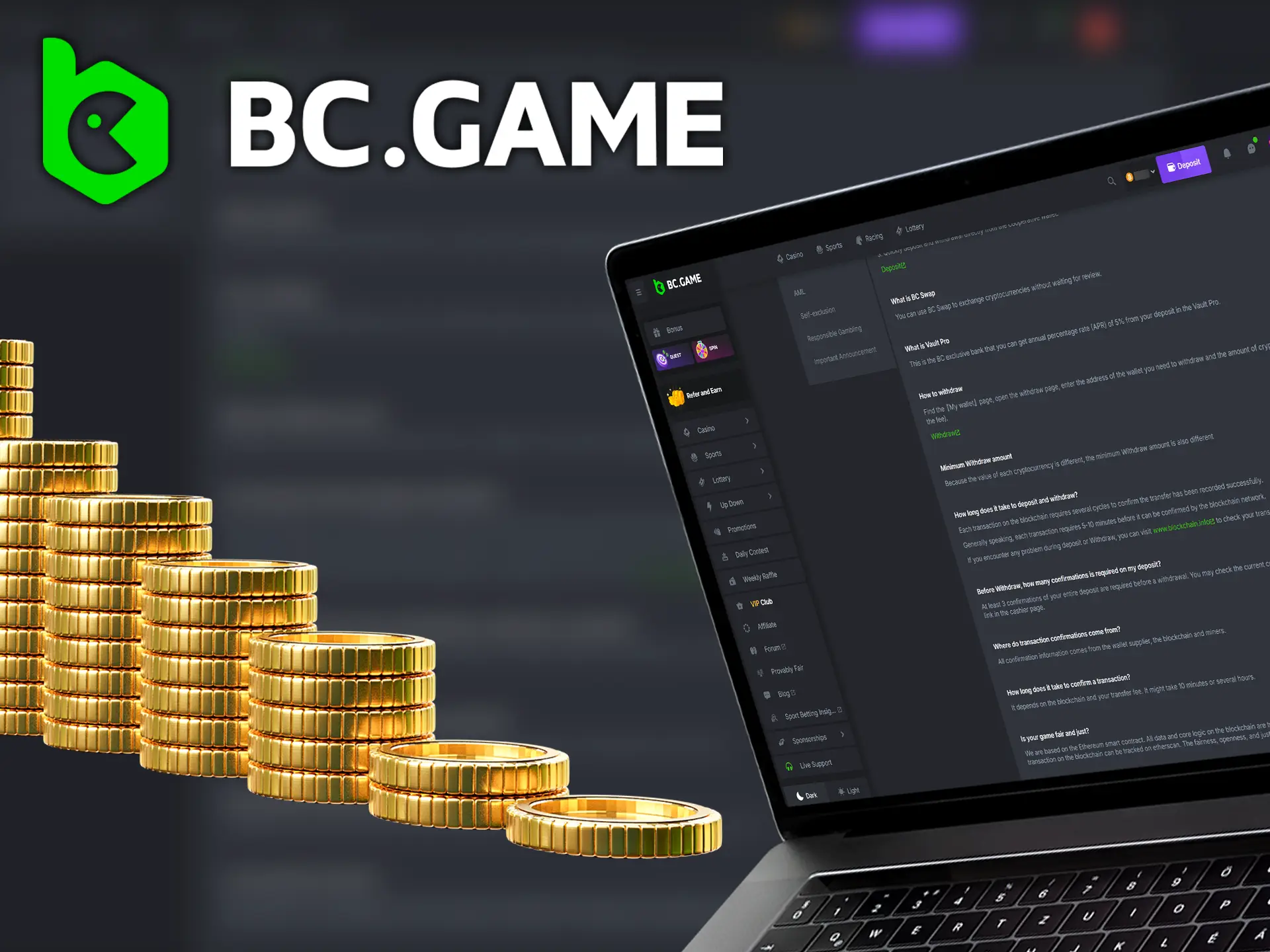 Explore the minimum deposit requirements for BC.Game payment methods in our table.