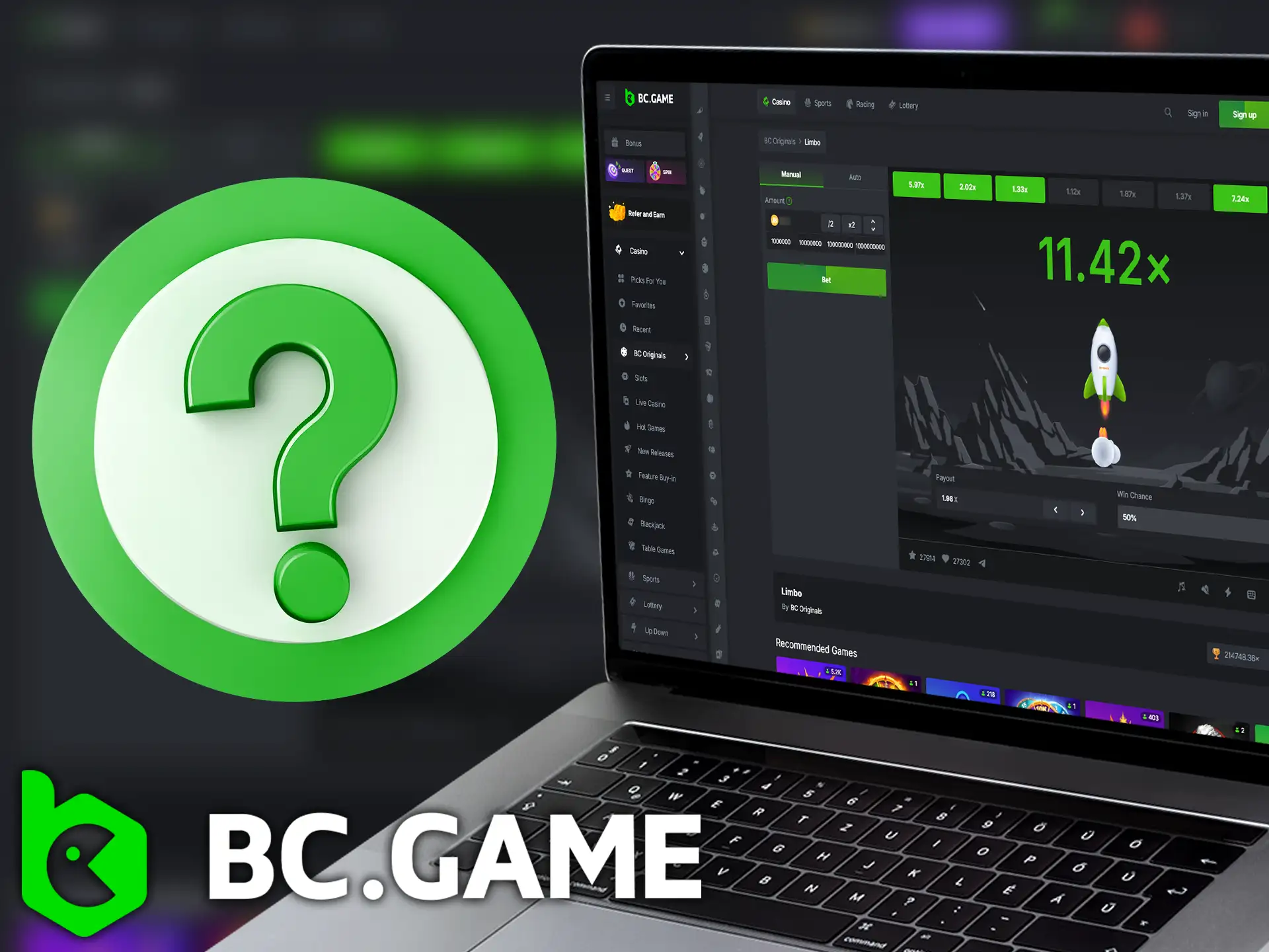 Play Limbo on BC Game by setting your bet and choosing a payout goal.