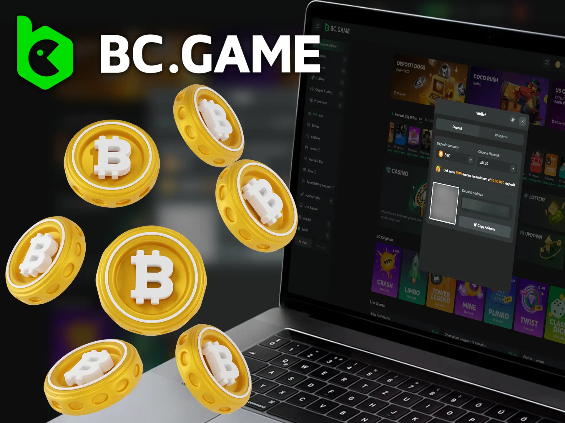 You can also deposit cryptocurrency into your BC Game account to unlock BCD.