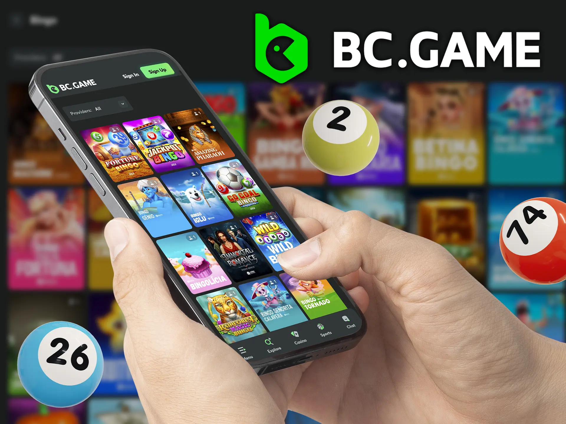 Download BC Game app to playing bingo games anywhere and anytime.