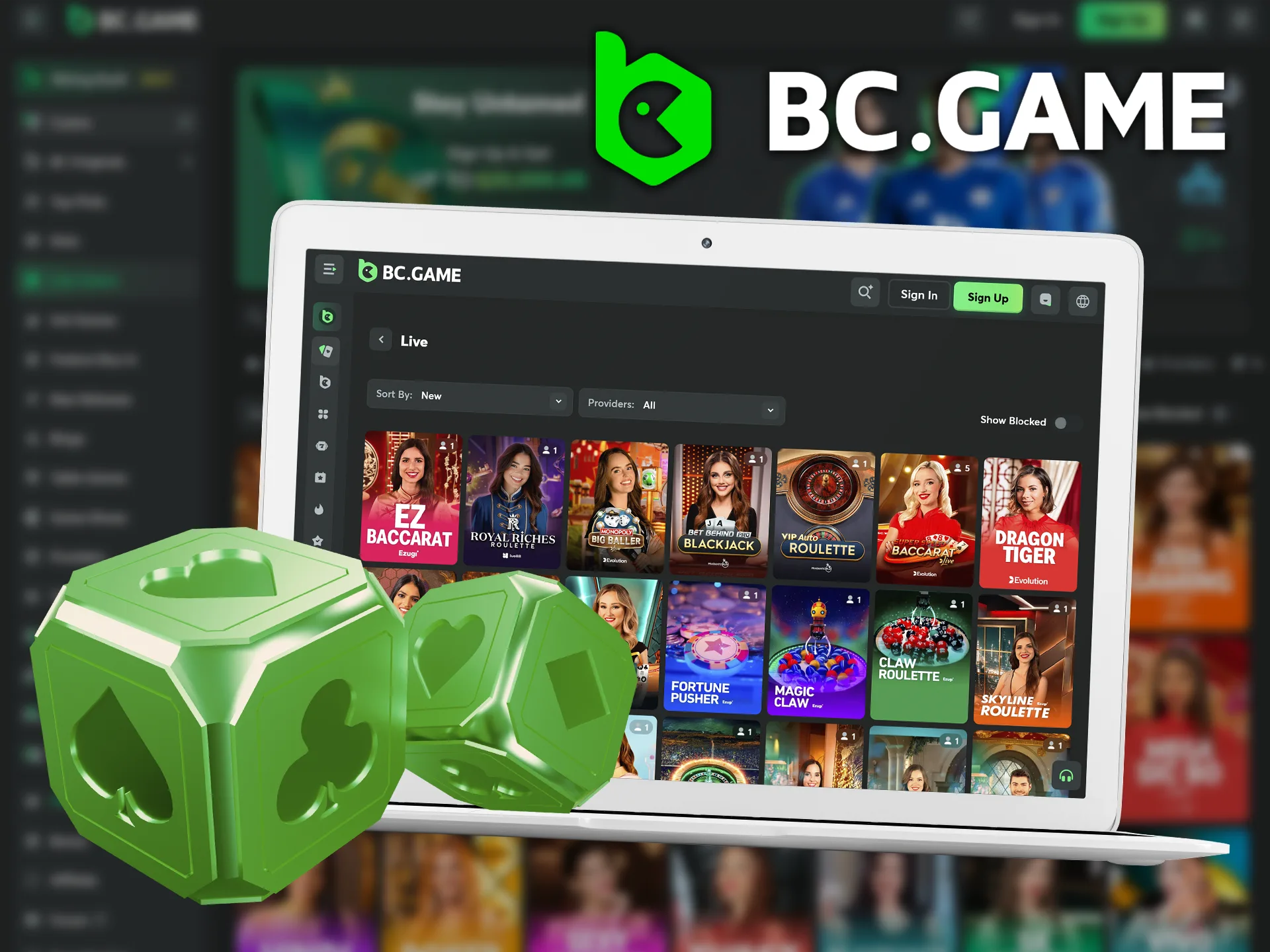 BC Game live casino offers a real-time gaming experience with live dealers.