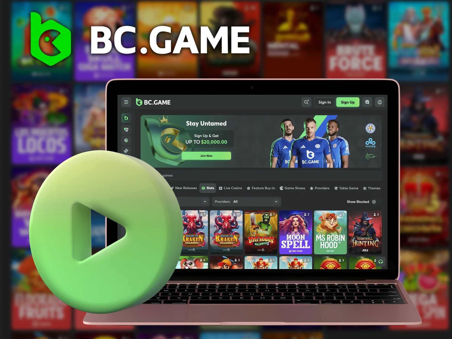 Try to play slots using demo mode at BC Game website.