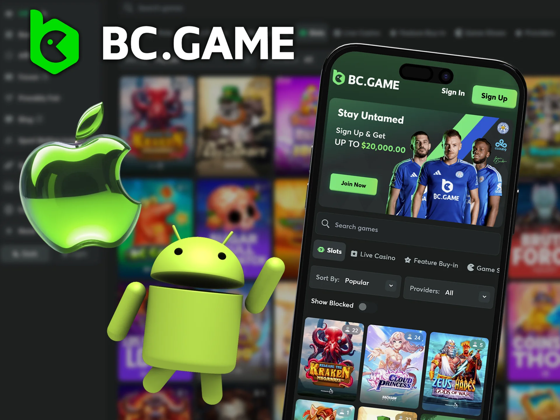 Play your favorite slots anytime with BC Game's mobile app.