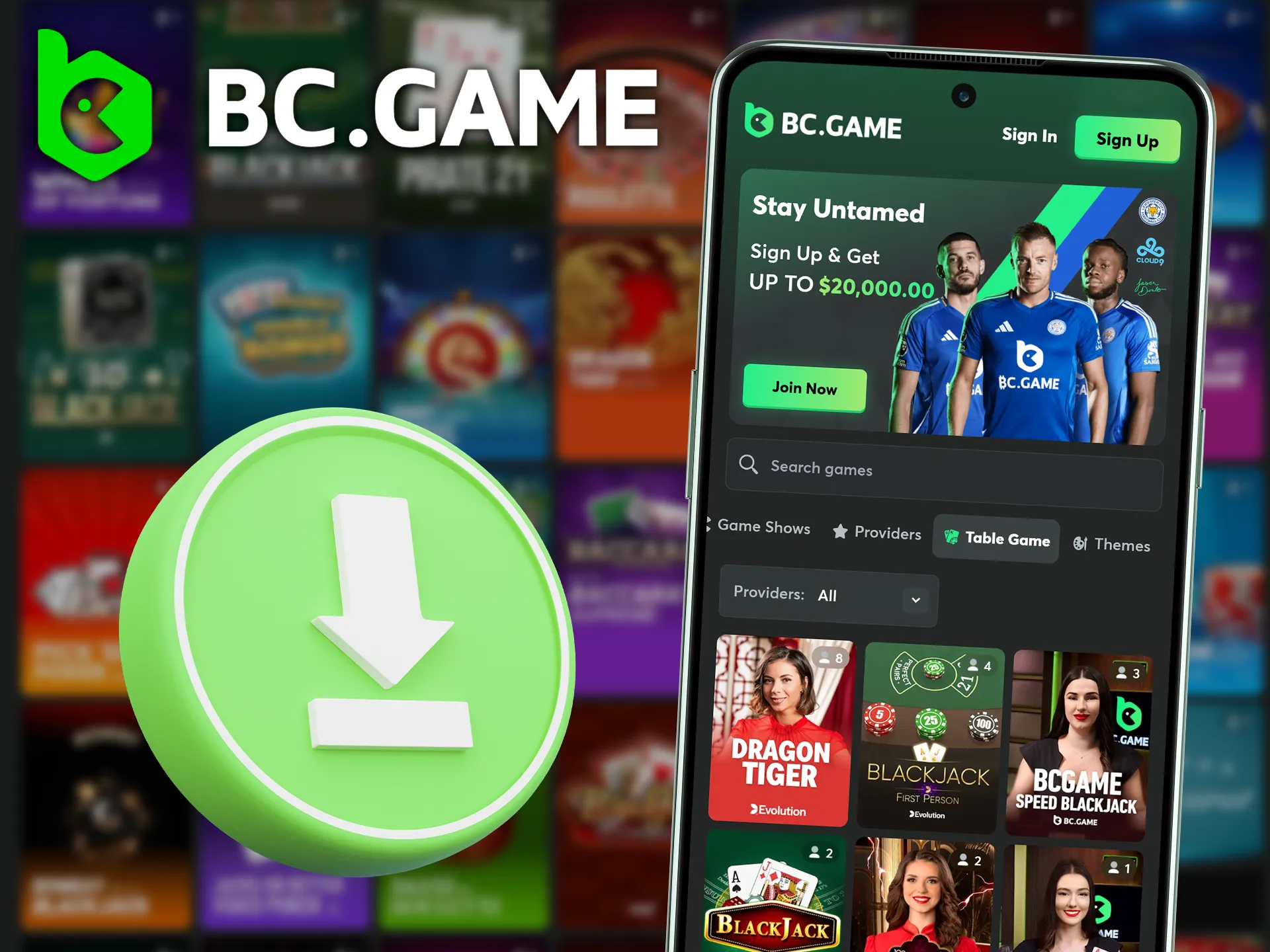 Download BC Game app to playing table games anywhere and anytime.