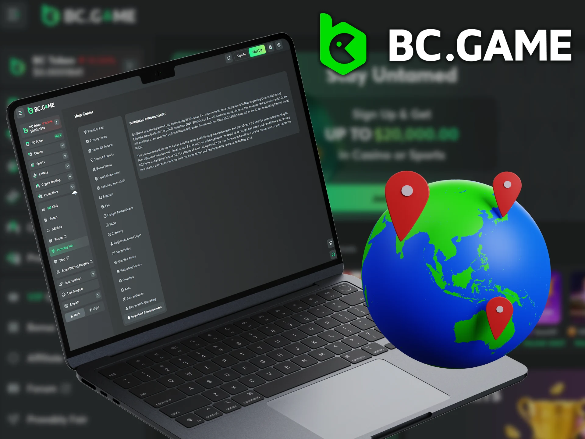 List of countries in which the official use of the BC Game platform is prohibited.