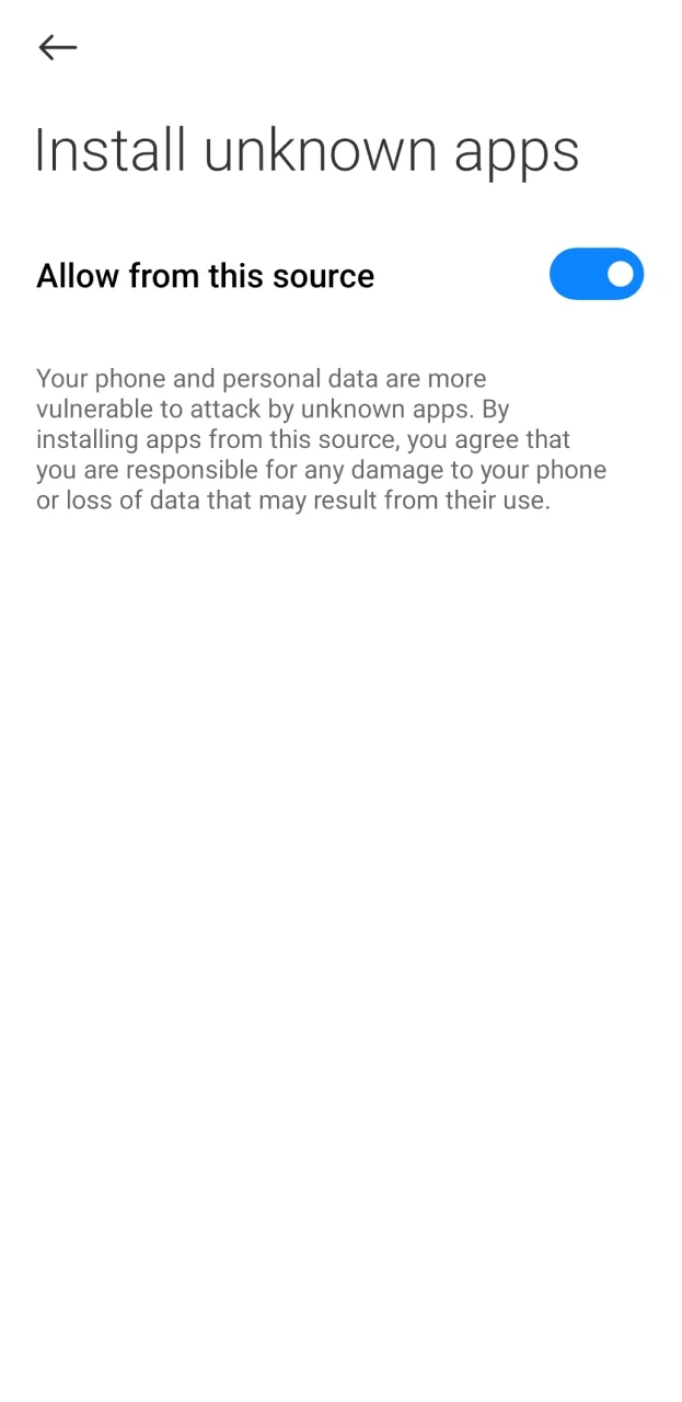 Allow installation from unknown sources and complete the installation of the BC Game application.