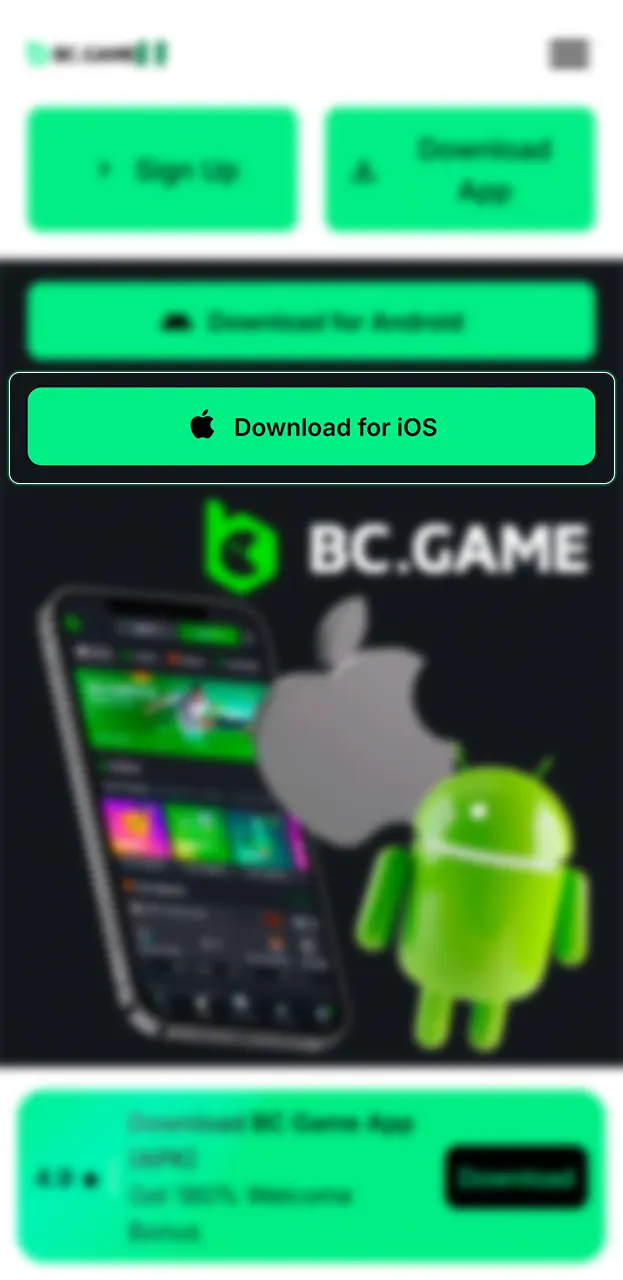 Open Safari and go to the BC.Game website.